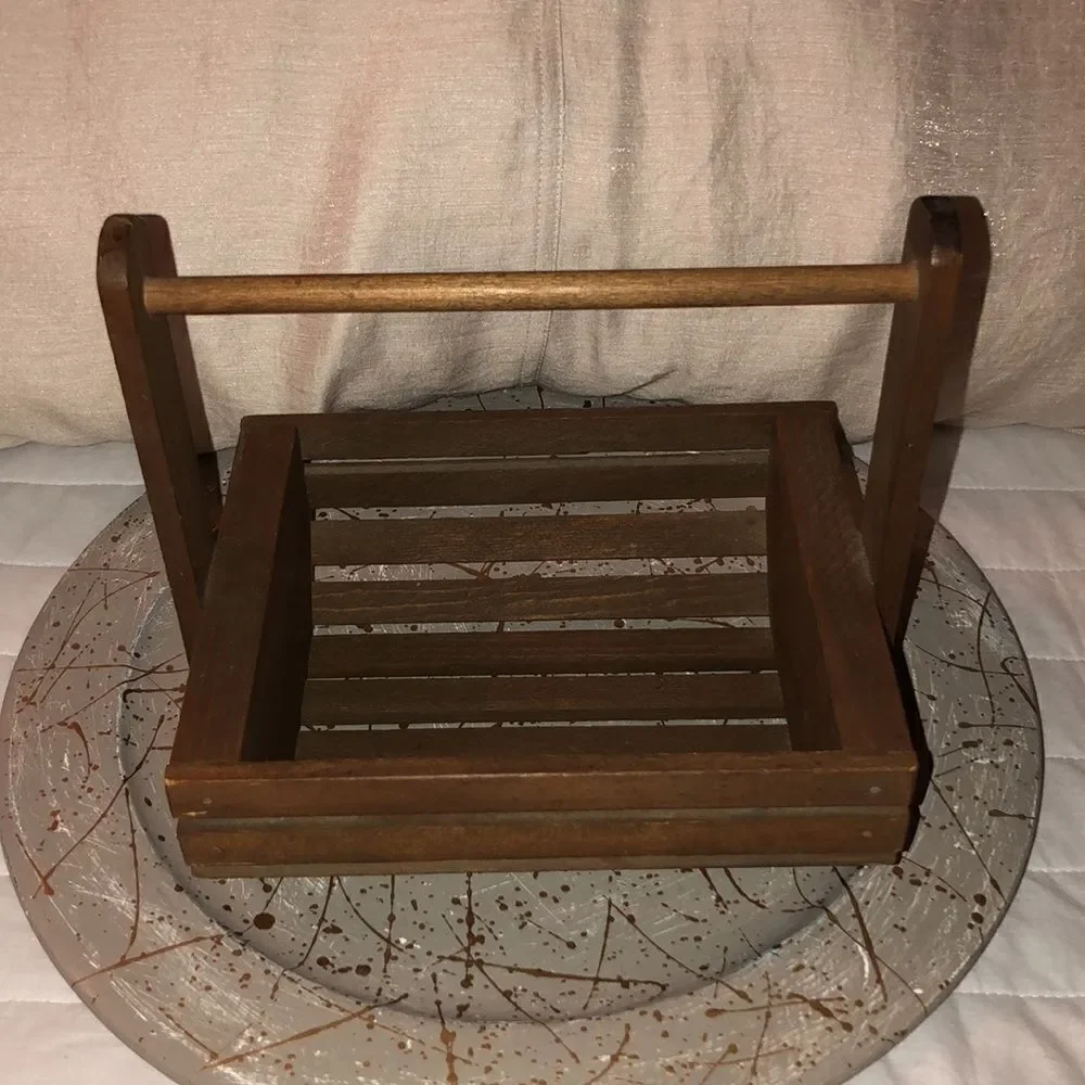 Vintage Brown Handmade Farmhouse Wooden Basket